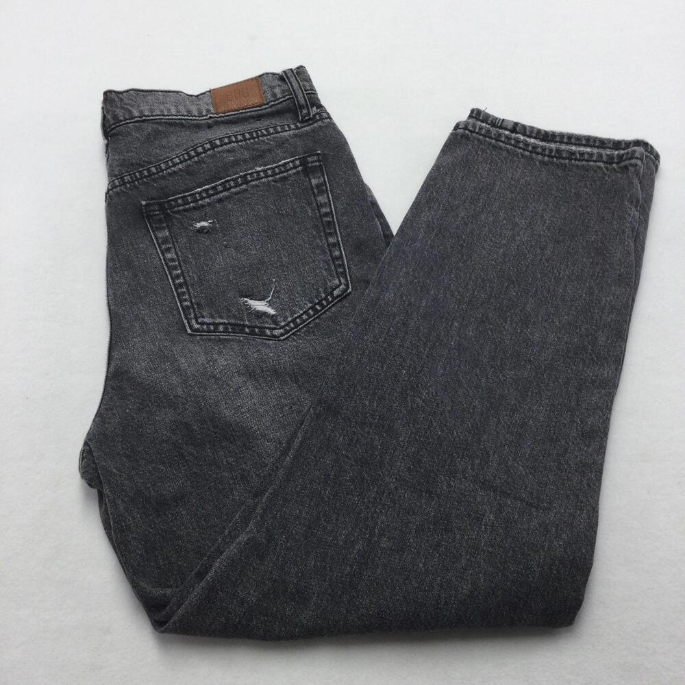 BDG Jeans Mens 29x30 Gray Charcoal Slim Straight Denim Button Fly Distressed